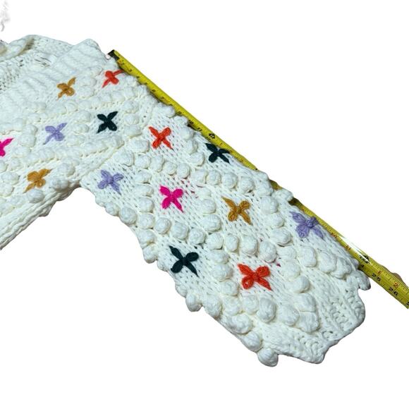 Anthropologie Rare In Things Bauble Chunky Knit Cardigan Bubble Popcorn One Size - Picture 10 of 11